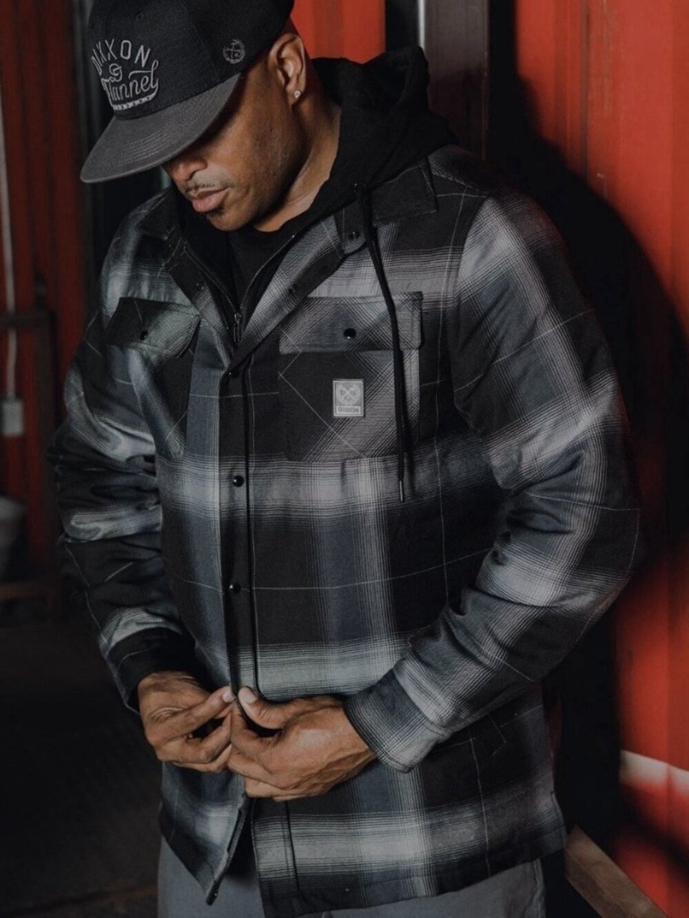 DIXXON Flannel DESTROYER Hooded Flannel Jacket Men's XL Plaid Zip Snap Grunge